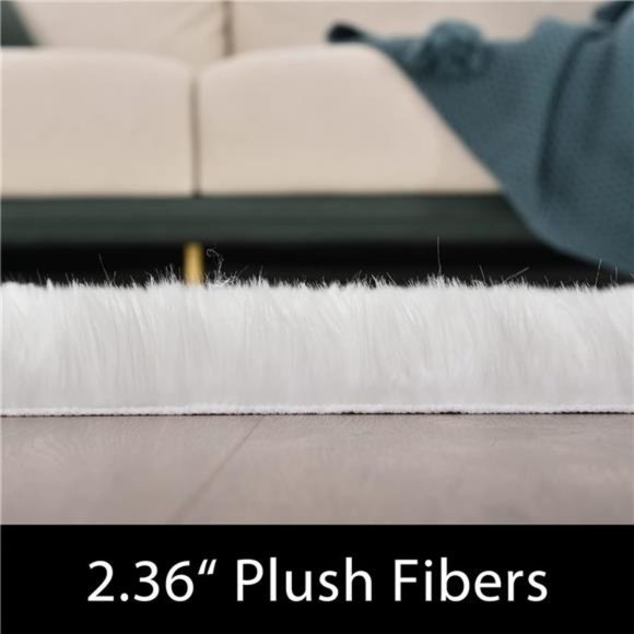 Sheepskin Rug 4X6 Area Rug White FauxFur Rug for Bedroom Bedside Rug Fluffy Rugs - Picture 5 of 8